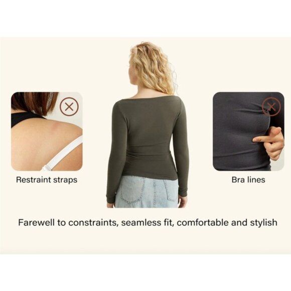 NWT OGL Morning Mist Cream Modern Side Ruched Boatneck Brami Top Small - Picture 10 of 16